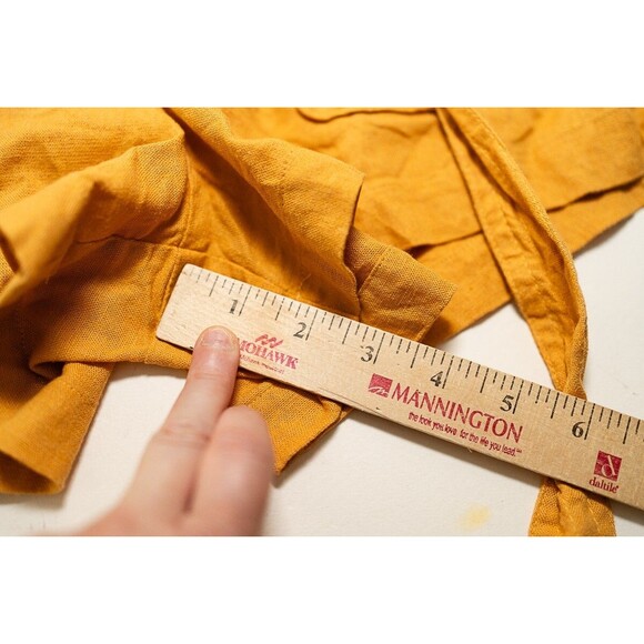 ModCloth mustard yellow womens M shorts Linen blend elastic waist belted - Picture 8 of 8